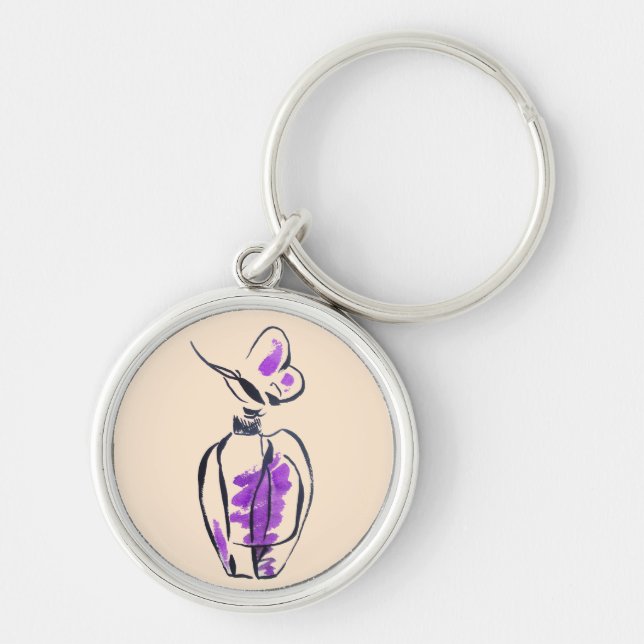 Perfume bottle fashion watercolour illustration key ring (Front)