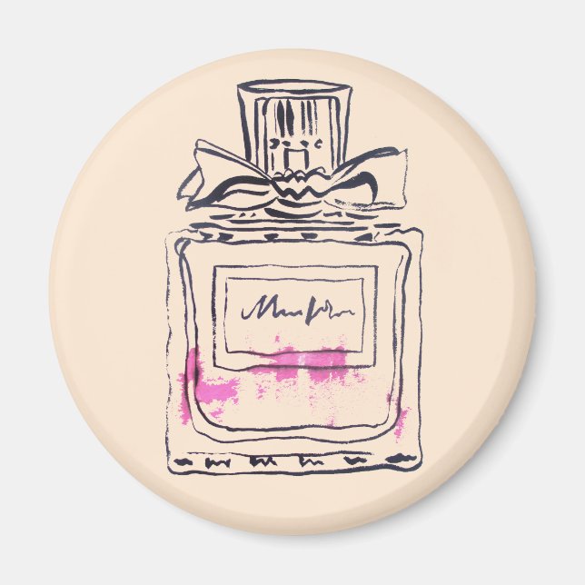 Perfume bottle fashion watercolour illustration magnet (Front)