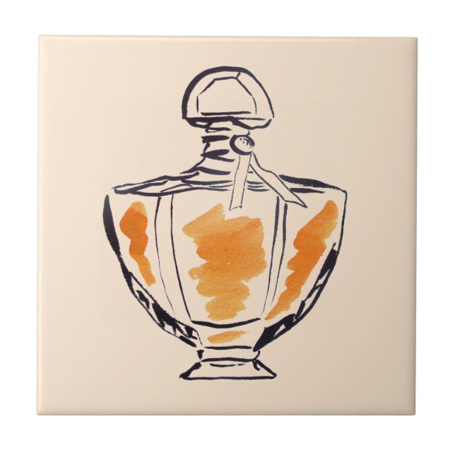 Perfume bottle fashion watercolour illustration tile (Front)