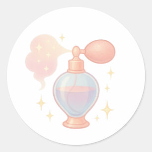 Perfume bottle with sparkle mist classic round sticker
