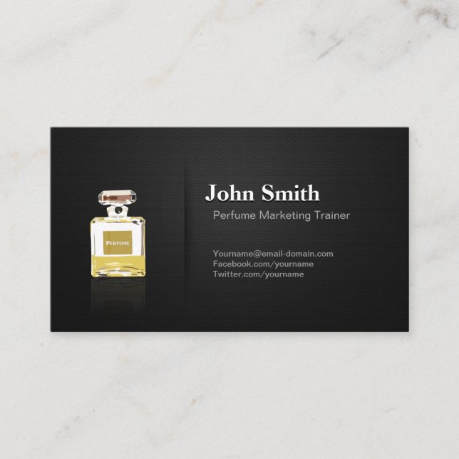Perfume Marketing Trainer - Professional Black Business Card (Front)