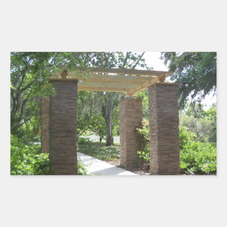 pergola on a path rectangular sticker