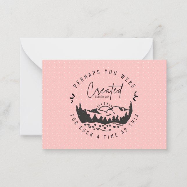 Perhaps You Were Created Blush Pink Christian Note Card (Front)