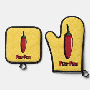 Peri-Peri Chilli Pepper Oven Mitt & Pot Holder Set
