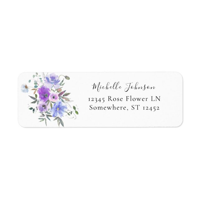 Peri & Purple Floral Return Address Label (Front)