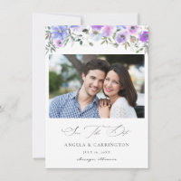 Peri & Purple Floral Save the Date Photo