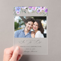 Peri & Purple Floral Save the Date Photo