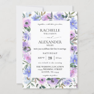 Peri & Purple Floral Wedding Invitation