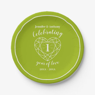 Peridot anniversary 1 year of party plates