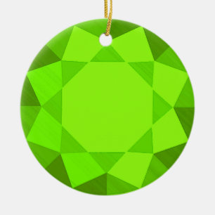 Peridot Gemstone / Jewel Graphic Image  Ceramic Tree Decoration