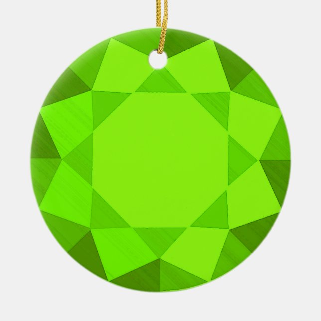 Peridot Gemstone / Jewel Graphic Image  Ceramic Tree Decoration (Front)