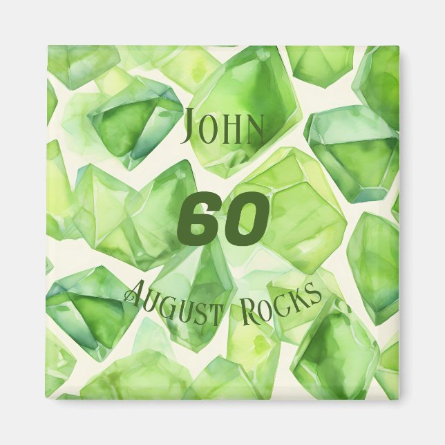 Peridot-Themed August Birthday Anniversary Custom Magnet (Front)