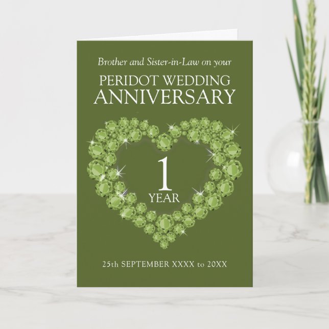 Peridot wedding anniversary inside photo green card (Front)