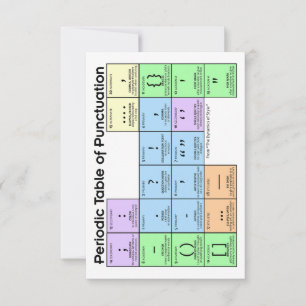 Period Table of Punctuation Cards