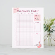 Period Tracker Paper Sheet for female