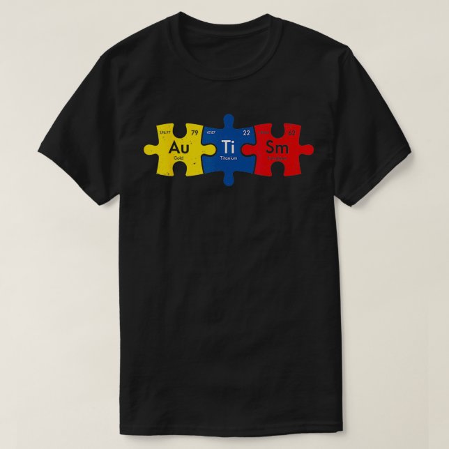 Periodic Element Autism Puzzle Autism Awareness  T-Shirt (Design Front)