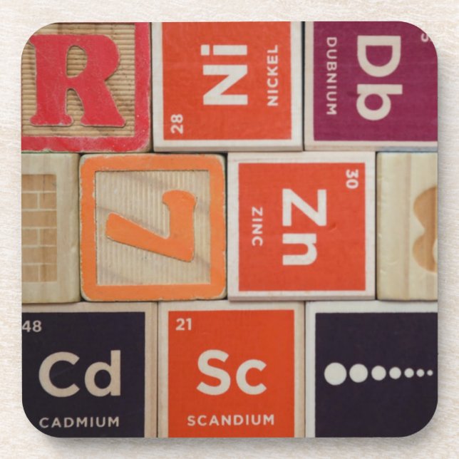 Periodic Elements Zinc Science Coaster (Front)