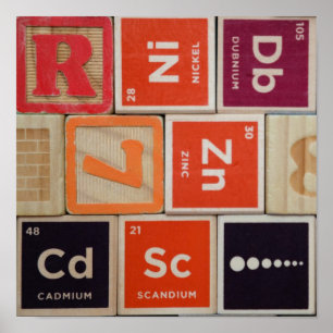Periodic Elements Zinc Science Poster