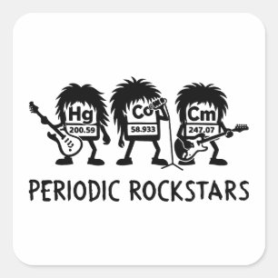 Periodic Rockstars Chemistry Humor Square Sticker