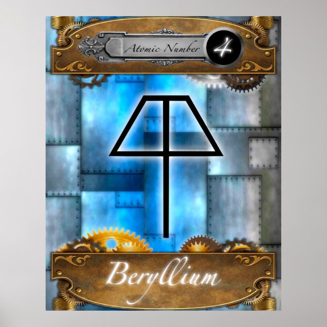 Periodic Table Beryllium Atomic Number #4 Poster (Front)