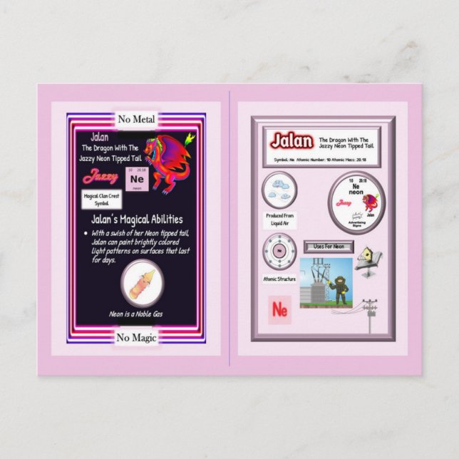 Periodic Table Dragon - Neon Card (Front)