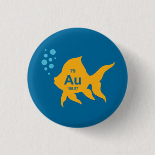 Periodic Table Elemental Gold Fish 3 Cm Round Badge