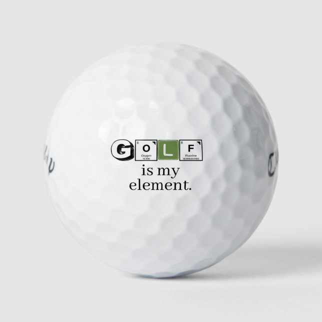 Periodic Table 'Golf Is My Element' Science Humor  Golf Balls (Front)