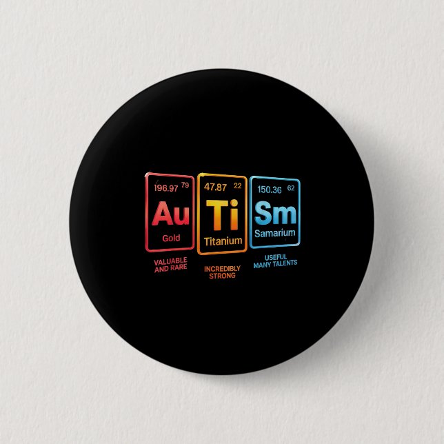 Periodic Table Inspired Autism Science Element Des 6 Cm Round Badge (Front)