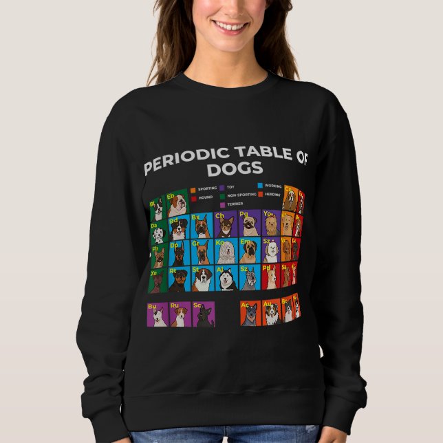 Periodic Table of Dogs, Dog Lover, Funny Science Sweatshirt (Front)