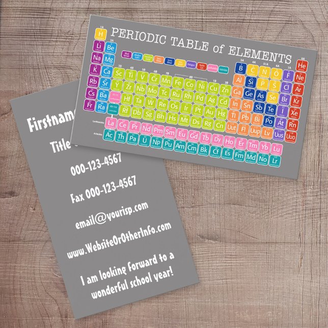 Periodic Table of Elements: Back To School Contact Business Card (Custom Printed Online Business Card)