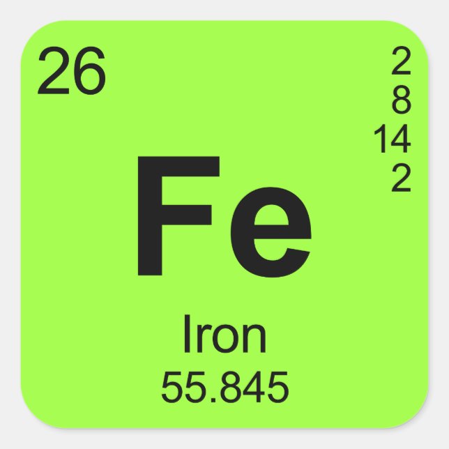 Periodic Table of Elements (Iron) Square Sticker (Front)