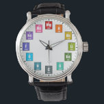 Periodic Table of Elements Rainbow Chemistry Clock Watch<br><div class="desc">"periodic table of elements",  "chemistry student teacher gifts",  "science chemical atomic numbers",  "scientific chemist pharmacist pharmacy",  "stem tutor professor lecturer",  "scientist scientists nerd geek",  "smart nerdy geeky dork",  "clever lab intelligent laboratory",   "educational high school university",  "rainbow colourful multicolor bright"</div>