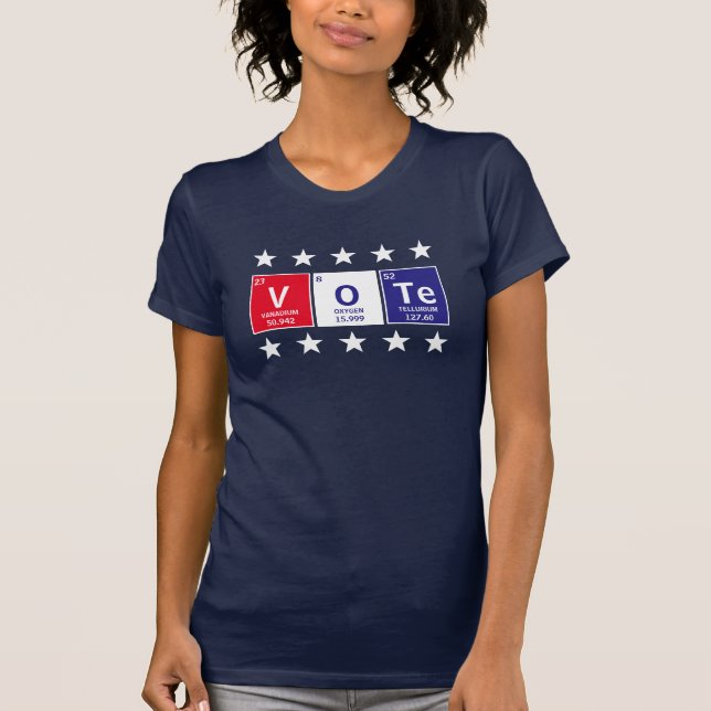 Periodic Table of Elements Spell Vote with Stars T-Shirt (Front)