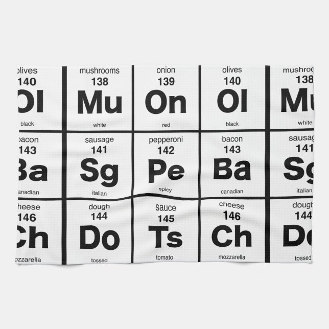 Periodic Table of Pizza Ingredients Tea Towel (Horizontal)