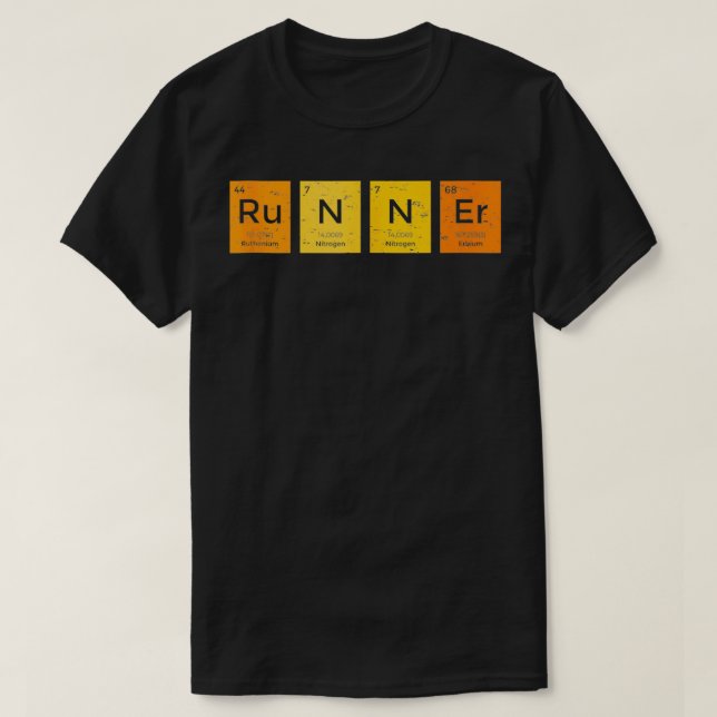 Periodic Table Runner Marathon Running Funny Chemi T-Shirt (Design Front)