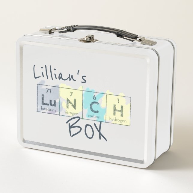 Periodic Table Science Kid Name Crayon "LuNCH" Metal Lunch Box (Front)
