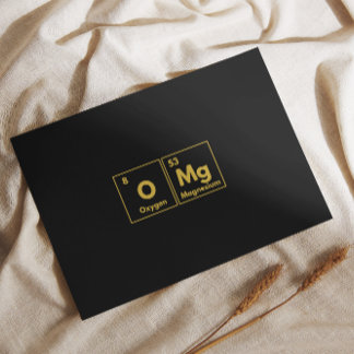 Periodic table style OMg Foil Holiday Postcard