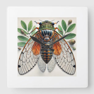 Periodical cicada 100924IREF226 - Watercolor Square Wall Clock