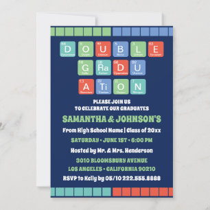 Periodical Table Elements Double Graduation Party Invitation
