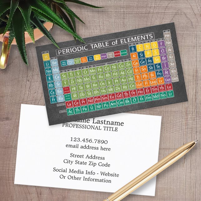 Periodically Periodic Table of Elements Chalkboard Business Card (Custom Printed Business Cards)