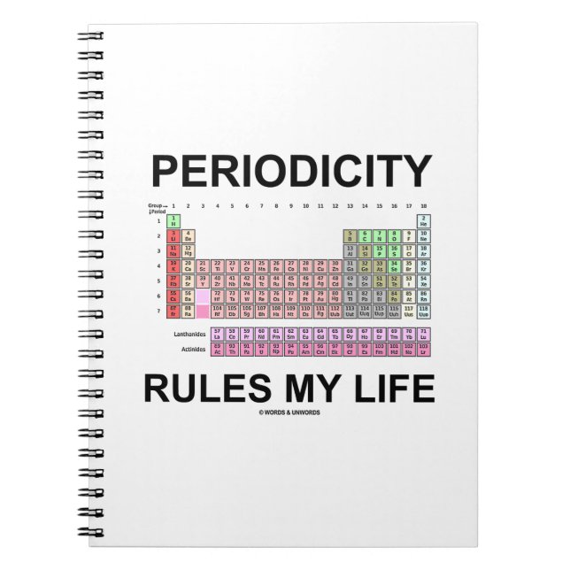 Periodicity Rules My Life Periodic Table Elements Spiral Notebook (Front)