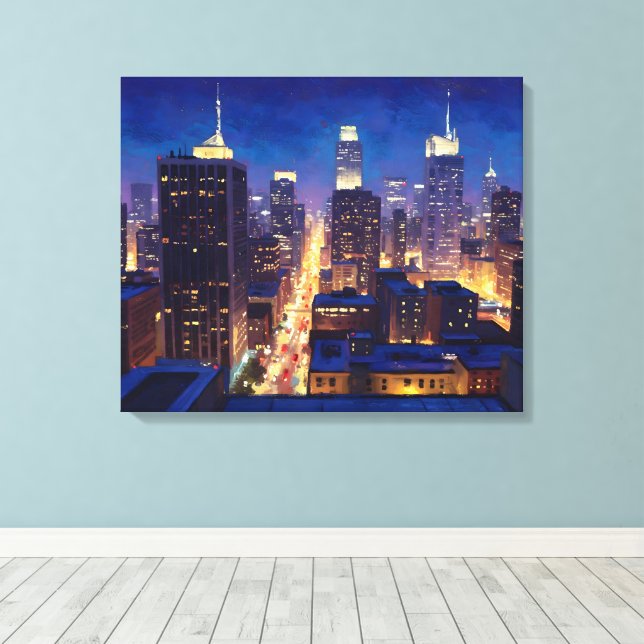 Peripheral Metropolis View Canvas Print (Insitu(Wood Floor))