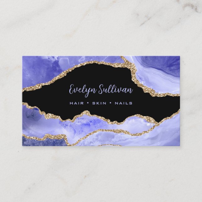 periwinkle agate QR code business card (Front)
