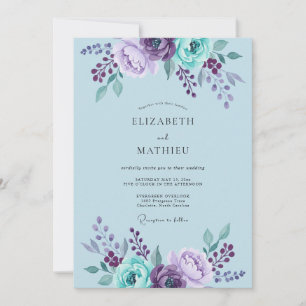 Periwinkle Amethyst Painted Wedding Invitation