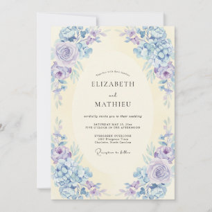 Periwinkle Amethyst Peony Wedding Invitation