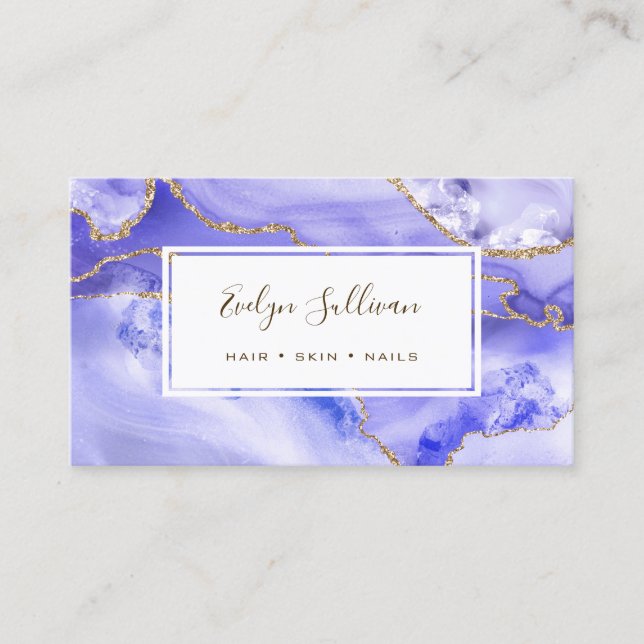 periwinkle and gold agate business card (Front)