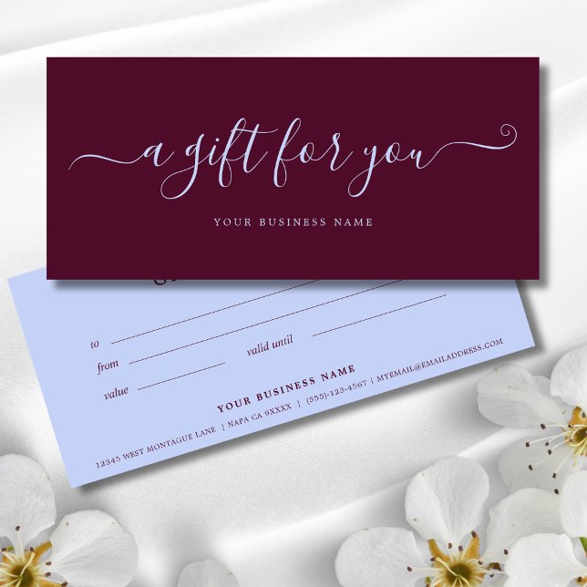 Periwinkle and Plum Business Gift Certificate (Creator Uploaded)