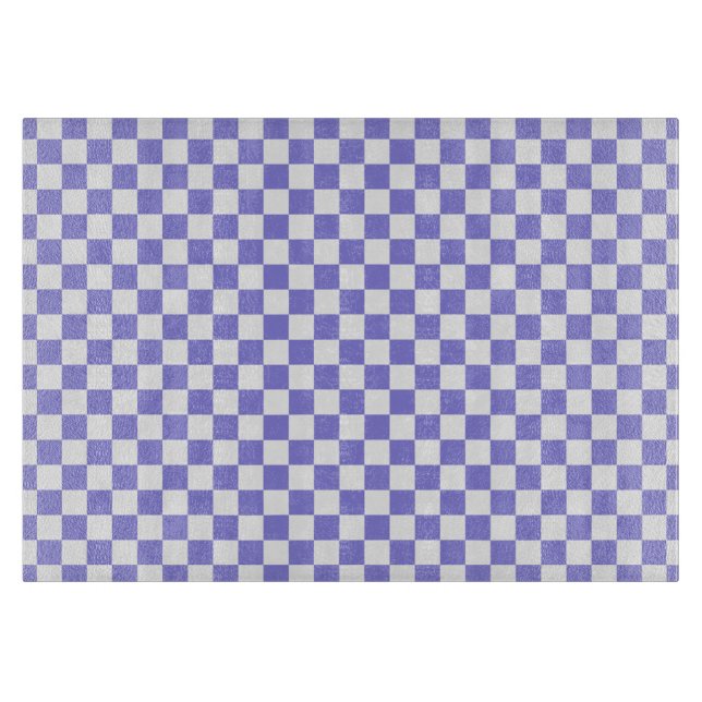 Periwinkle and White Chequerboard Pattern Cutting Board (Front)