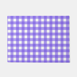 Periwinkle and white gingham doormat