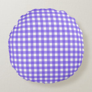Periwinkle and white gingham round cushion